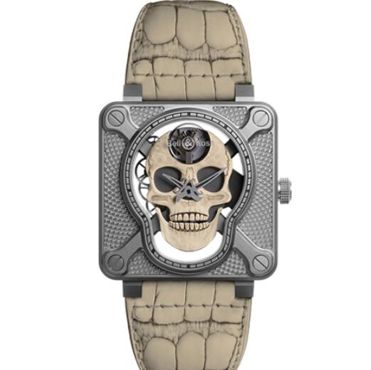 Replica Bell and Ross br01 Watch BR 01 LAUGHING SKULL WHITE BR01-SKULL-O-SK-ST